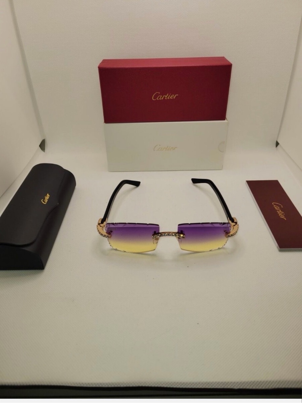 Cartier Purple to Yellow Gradient Rimless Sunglasses - Luxury Men’s Accessory